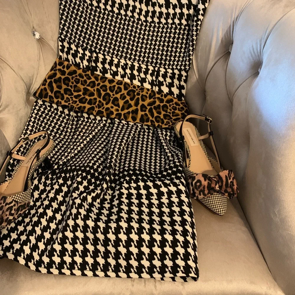 Antonio Melani style Galorie color hounds tooth, with a leopard bow. - Picture 13 of 13
